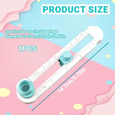 Circle Cutter for Crafts - Adjustable Rotarys Round Paper Cutters, Multi Purpose Diy Circle Cutter with Bottom Blade Guard for Scrapbooking, Card Making & DIY Crafts, Smooth Cutting(Size 2-20cm) in Kuwait