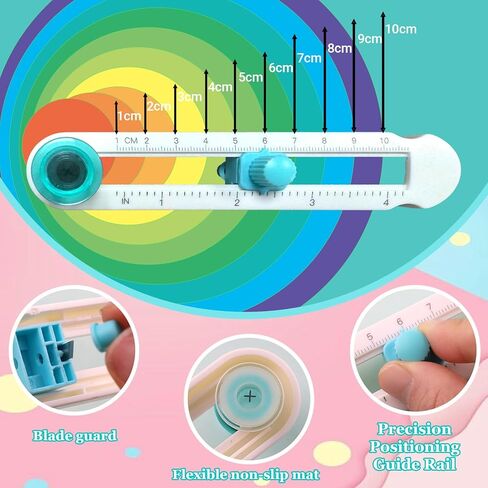 Circle Cutter for Crafts - Adjustable Rotarys Round Paper Cutters, Multi Purpose Diy Circle Cutter with Bottom Blade Guard for Scrapbooking, Card Making & DIY Crafts, Smooth Cutting(Size 2-20cm) in Kuwait