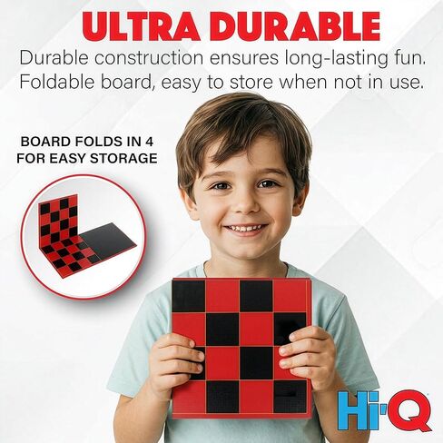 3-in-1 Chess, Checkers & Tic-Tac-Toe Game Set – Double-Sided Folding Board – Staunton Style Pieces & Interlocking Checkers – Classic Strategy Family Board Game for Kids & Adults in Saudi Arabia