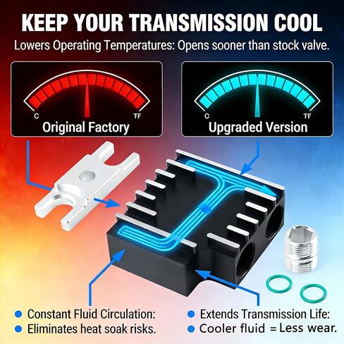 Fix Erratic Shifting & Overheating: Thermal Bypass Valve & Filter Coupler Upgrade for 6.7L Cummins 2019-2024 (68RFE / 69ASRC) | Direct Replacement for Stock Valve | Heavy-Duty Towing Reliability in Saudi Arabia