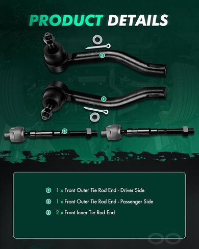 SCITOO 4pcs Front Suspension Kit Inner Outer Tie Rod End Fit 2007-2012 For Nissan For Altima in Kuwait