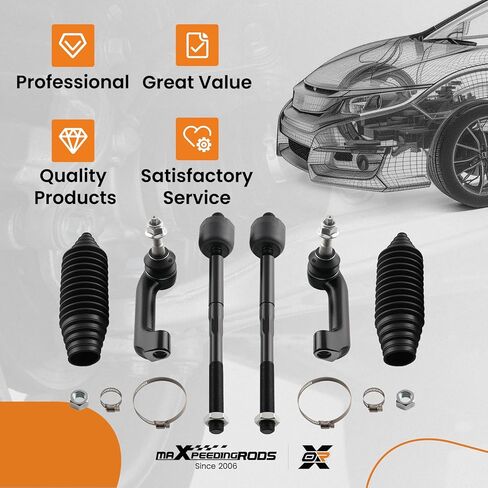 maxpeedingrods 6 قطع طقم التوجيه الأمامي أطراف قضيب الربط الداخلي الخارجي والأحذية لسيارة Ford Expedition 2007-2016 Ford F-150 2009-2017 Lincoln Navigator 2007-2016، EV800457 ES800515 ES800514 K150291 in Kuwait