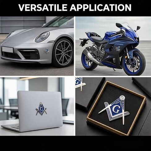 Masonic Car Emblem, Freemason Square & Compass Auto Badge 3D Chrome Metal Decal for Car Truck SUV Motorcycle, Symbolic Mason Truck Motorcycle Decal Badge for Masonic Pride/Proud Mason/Freemason in Saudi Arabia