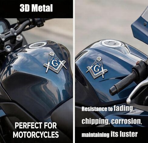 Masonic Car Emblem, Freemason Square & Compass Auto Badge 3D Chrome Metal Decal for Car Truck SUV Motorcycle, Symbolic Mason Truck Motorcycle Decal Badge for Masonic Pride/Proud Mason/Freemason in Saudi Arabia