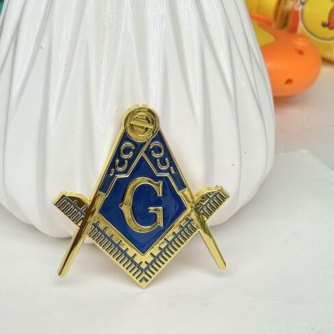 Masonic Car Emblem, Freemason Square & Compass Auto Badge 3D Chrome Metal Decal for Car Truck SUV Motorcycle, Symbolic Mason Truck Motorcycle Decal Badge for Masonic Pride/Proud Mason/Freemason in Saudi Arabia