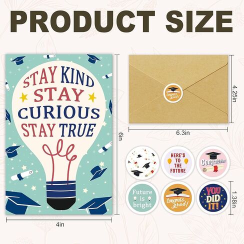 24 Pack Graduation Cards with Envelopes, 6 Colorful Designs Congratulations Gift for Graduates, Funny Graduation Cards for College High School, 4x6in in Saudi Arabia