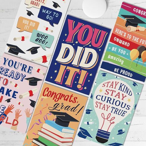 24 Pack Graduation Cards with Envelopes, 6 Colorful Designs Congratulations Gift for Graduates, Funny Graduation Cards for College High School, 4x6in in Saudi Arabia