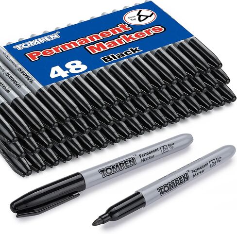 Permanent Markers Black 48 Count Fine Tip,Quick Drying Marker for Gift Card,Bulk Pens on Wood,Plastic,Paper,Metal,Mirror for Office School Classroom Home in Saudi Arabia