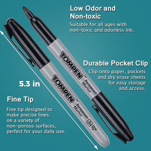 Permanent Markers Black 48 Count Fine Tip,Quick Drying Marker for Gift Card,Bulk Pens on Wood,Plastic,Paper,Metal,Mirror for Office School Classroom Home in Saudi Arabia