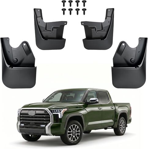 اللوحات الطينية لسيارة Toyota Tundra 2022-2026، واقيات رذاذ مناسبة بدون حفر، إيقاف رقائق الطلاء من الحطام الطائر، واقيات الطين لجميع الأحوال الجوية للطرق الوعرة والطرق السريعة، 4 قطع (باستثناء SR/TRD PRO) in Kuwait
