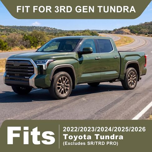 اللوحات الطينية لسيارة Toyota Tundra 2022-2026، واقيات رذاذ مناسبة بدون حفر، إيقاف رقائق الطلاء من الحطام الطائر، واقيات الطين لجميع الأحوال الجوية للطرق الوعرة والطرق السريعة، 4 قطع (باستثناء SR/TRD PRO) in Kuwait