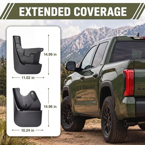 اللوحات الطينية لسيارة Toyota Tundra 2022-2026، واقيات رذاذ مناسبة بدون حفر، إيقاف رقائق الطلاء من الحطام الطائر، واقيات الطين لجميع الأحوال الجوية للطرق الوعرة والطرق السريعة، 4 قطع (باستثناء SR/TRD PRO) in Kuwait