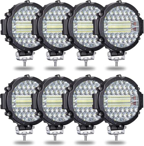WINBANG 7 Inch Round Led Light Pod, 201W Round LED Offroad Lights Driving Light Bar Combo Beam Fog Lights with Wiring Harness for Pickup SUV ATV UTV Golf Truck Tractor, 6 Pack in Saudi Arabia