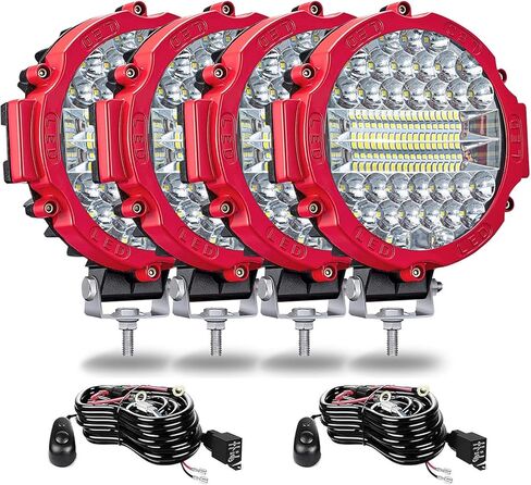 WINBANG 7 Inch Round Led Light Pod, 201W Round LED Offroad Lights Driving Light Bar Combo Beam Fog Lights with Wiring Harness for Pickup SUV ATV UTV Golf Truck Tractor, 6 Pack in Saudi Arabia
