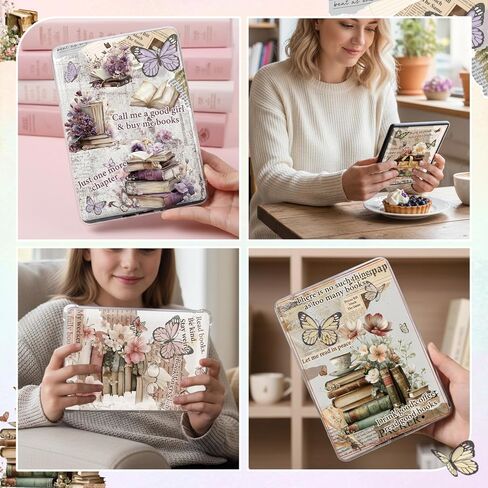 8Pcs Vintage Book Inserts Cardstock Paper for E-Reader Reading Theme E-Reader Back Cover Insert Decorating Accessories for Paper White 11th-12th in Kuwait