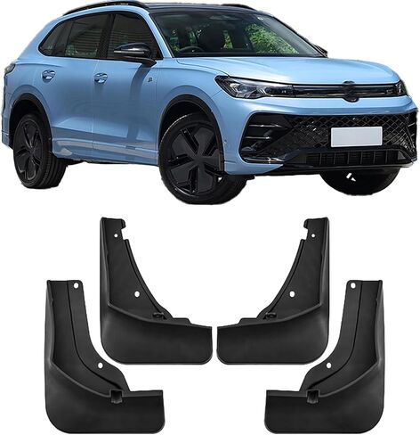 واقيات الرذاذ لسيارة VW Tiguan L Pro R-Line 2024-2026 مجموعة واقيات الطين لجميع الأحوال الجوية - واقيات الرذاذ بدون حفر للإطارات الأمامية والخلفية، مصدات الطين سهلة التركيب (ملحقات السيارة) in Kuwait