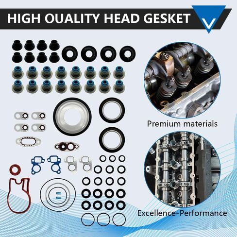 Full Head Gasket Set with 30 Head Bolts (150mm Equal Length) FIT 2004-2011 Silverado Sierra Tahoe Yukon 4.8L 5.3L V8, MLS Gaskets Replaces HS26282PT ES72173-1 Set in Kuwait