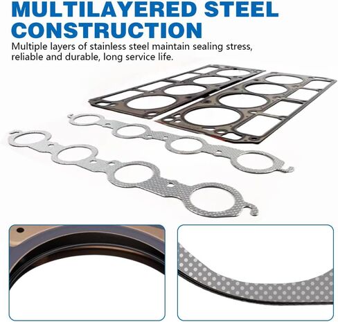 Full Head Gasket Set with 30 Head Bolts (150mm Equal Length) FIT 2004-2011 Silverado Sierra Tahoe Yukon 4.8L 5.3L V8, MLS Gaskets Replaces HS26282PT ES72173-1 Set in Kuwait