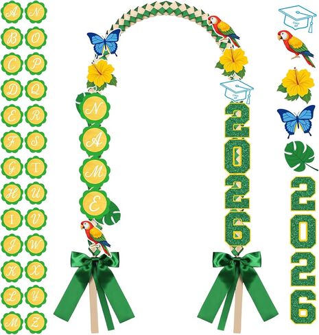 Yinder 2026 Red Graduation Leis Set DIY Class of 2026 Mexican Graduation Ribbon Lei with Letters and Numbers Grad Necklace Handmade Braided Necklace Gifts for High School College DIY Decors in Kuwait