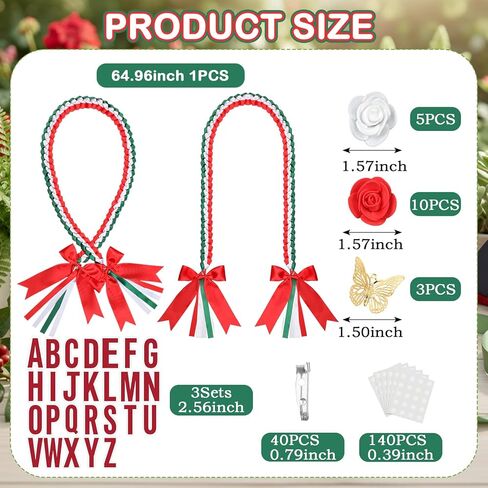 Yinder 2026 Red Graduation Leis Set DIY Class of 2026 Mexican Graduation Ribbon Lei with Letters and Numbers Grad Necklace Handmade Braided Necklace Gifts for High School College DIY Decors in Kuwait