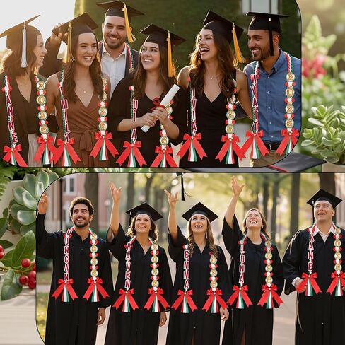 Yinder 2026 Red Graduation Leis Set DIY Class of 2026 Mexican Graduation Ribbon Lei with Letters and Numbers Grad Necklace Handmade Braided Necklace Gifts for High School College DIY Decors in Kuwait
