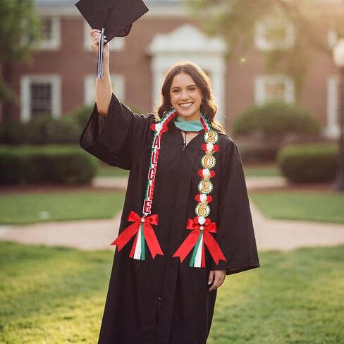 Yinder 2026 Red Graduation Leis Set DIY Class of 2026 Mexican Graduation Ribbon Lei with Letters and Numbers Grad Necklace Handmade Braided Necklace Gifts for High School College DIY Decors in Kuwait