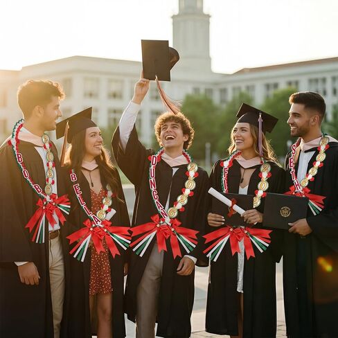 Yinder 2026 Red Graduation Leis Set DIY Class of 2026 Mexican Graduation Ribbon Lei with Letters and Numbers Grad Necklace Handmade Braided Necklace Gifts for High School College DIY Decors in Kuwait