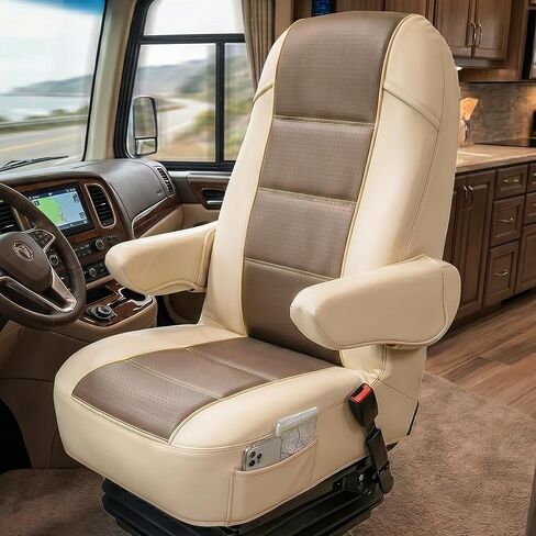2-Pack RV Seat Covers for Captain Chairs, Faux Leather Motorhome Seat Protectors with Armrest Covers, Waterproof and Breathable Material for Class A Camper, Travel Trailer, Van in Saudi Arabia