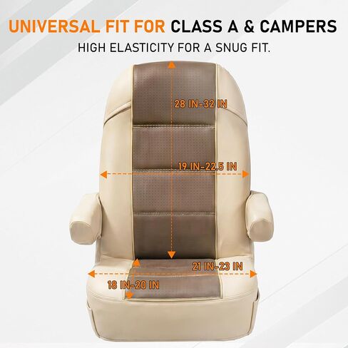 2-Pack RV Seat Covers for Captain Chairs, Faux Leather Motorhome Seat Protectors with Armrest Covers, Waterproof and Breathable Material for Class A Camper, Travel Trailer, Van in Saudi Arabia