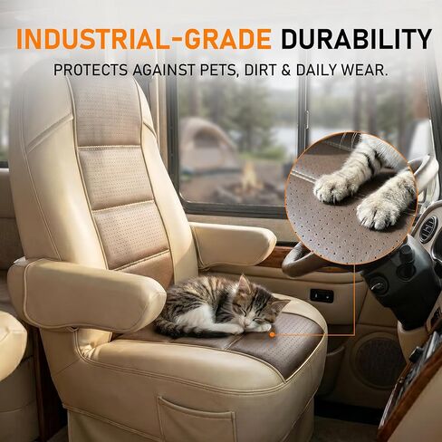 2-Pack RV Seat Covers for Captain Chairs, Faux Leather Motorhome Seat Protectors with Armrest Covers, Waterproof and Breathable Material for Class A Camper, Travel Trailer, Van in Saudi Arabia