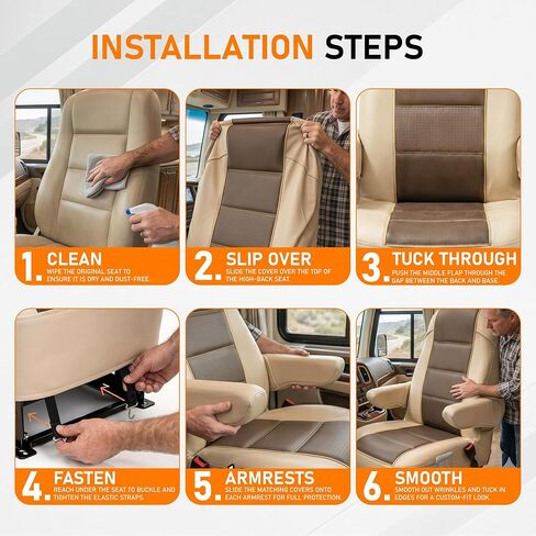 2-Pack RV Seat Covers for Captain Chairs, Faux Leather Motorhome Seat Protectors with Armrest Covers, Waterproof and Breathable Material for Class A Camper, Travel Trailer, Van in Saudi Arabia