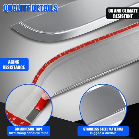 2 PCS Stainless Steel 8" Window Visors for Kenworth T680/T880, 3M Adhesive Installation, Reduce Wind Noise & Weather Protection for Kenworth T680/T880 Accessories in Kuwait