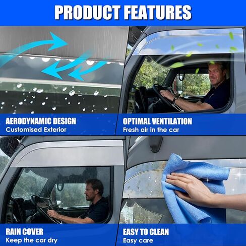 2 PCS Stainless Steel 8" Window Visors for Kenworth T680/T880, 3M Adhesive Installation, Reduce Wind Noise & Weather Protection for Kenworth T680/T880 Accessories in Kuwait