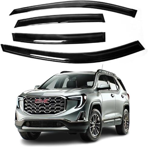 يناسب GMC Terrain 2018 2019 2020 2021 2022 مجموعة واقي نافذة الدخان الآمن من الأكريليك - حماية من الشمس والمطر وفتحة التهوية، طقم حماية عاكس النافذة مكون من 4 قطع، بسمك إضافي 2 مم in Kuwait