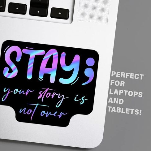ملصق لاصق من الفينيل من Stay Your Story is Not Over Semicolon - كمبيوتر محمول على شكل نافذة سيارة شاحنة وسيارة الدفع الرباعي - ملصق واحد مقاس 5 بوصات - MKS2272 in Kuwait