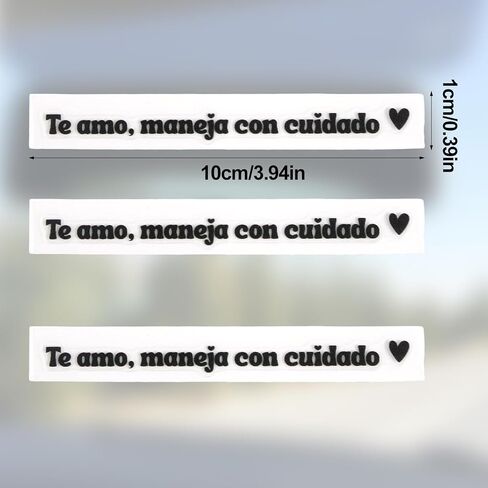 3 قطع من ملصقات المرآة Te Amo Maneja Con Cuidado، مقاومة للماء للرؤية الخلفية الإسبانية I Love You Mirror الشارات النسائية اللطيفة الملهمة لنافذة السيارة ومرايا الرؤية الخلفية in Kuwait