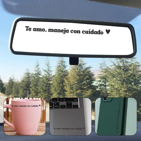 3 قطع من ملصقات المرآة Te Amo Maneja Con Cuidado، مقاومة للماء للرؤية الخلفية الإسبانية I Love You Mirror الشارات النسائية اللطيفة الملهمة لنافذة السيارة ومرايا الرؤية الخلفية in Kuwait