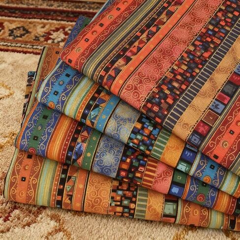 Patterned Cotton Fabric by The Yard - Pre-Cut Pieces in 4 Sizes for Dressmaking and Home Decor in Kuwait