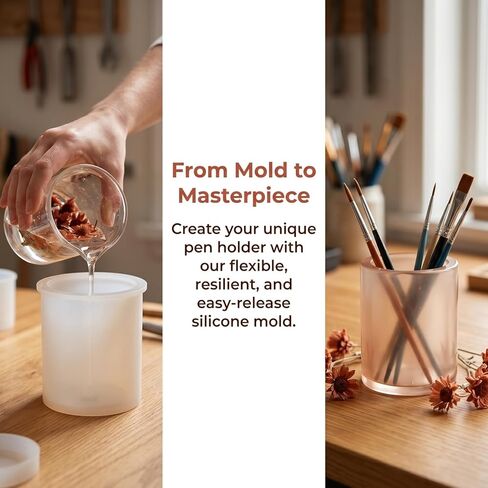 KESYOO Pencil Holder Resin Mold: Large Cylinder Pen Casting Molds - Thick Silicone Epoxy Container for Desktop Organizer - Office Desk Decor Making in Kuwait