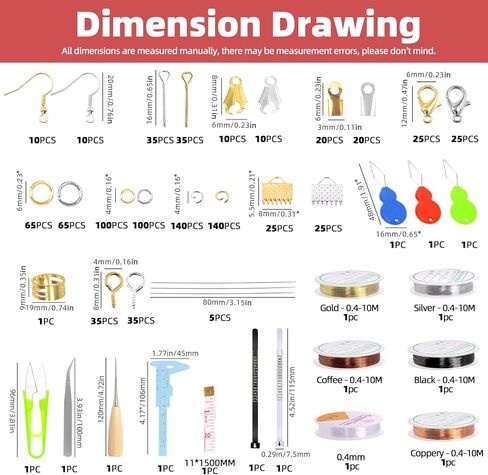 Hilitchi 1616Pcs Jewelry Making Supplies Kit, Jewelry Wires Crystal Beads Jewelry Making Repair Tools Jewelry Pliers Jewelry Findings and Beading Wires Wrapping and Beading in Saudi Arabia