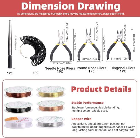 Hilitchi 1616Pcs Jewelry Making Supplies Kit, Jewelry Wires Crystal Beads Jewelry Making Repair Tools Jewelry Pliers Jewelry Findings and Beading Wires Wrapping and Beading in Saudi Arabia
