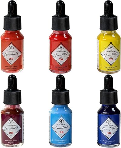 Concentrated Washable Liquid Watercolor-Water Color Drawing Inks with Ink Dropper for Drawing, Design, Watercolor Painting, Calligraphy, Handlettering, Airbrushing (Lebrun Set) in Saudi Arabia