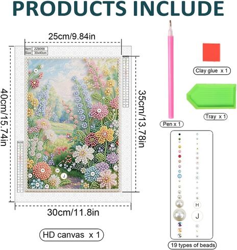DIADAY 5D DIY Pearl Painting Kit for Adults, Floral Pearl Art with Diamond Special Shape Rhinestones, 3D Relief Beads Craft Home Wall Decor Gift, 12 x 16 Inches in Kuwait