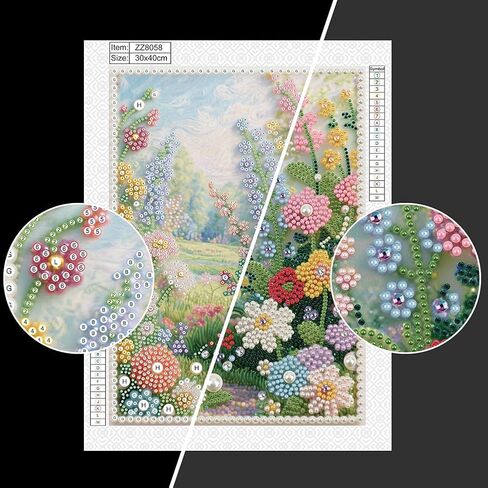 DIADAY 5D DIY Pearl Painting Kit for Adults, Floral Pearl Art with Diamond Special Shape Rhinestones, 3D Relief Beads Craft Home Wall Decor Gift, 12 x 16 Inches in Kuwait