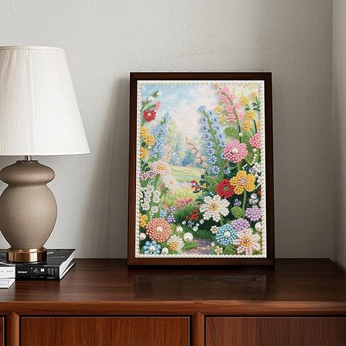 DIADAY 5D DIY Pearl Painting Kit for Adults, Floral Pearl Art with Diamond Special Shape Rhinestones, 3D Relief Beads Craft Home Wall Decor Gift, 12 x 16 Inches in Kuwait