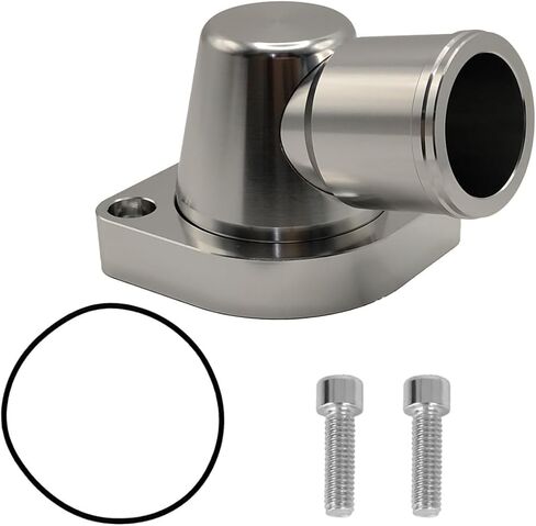 Billet Swivel Thermostat Housings Water NecK 90 1.5" Compatible with GM LS LS1 LS2 LS3 Engine Silver in Saudi Arabia