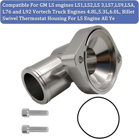 Billet Swivel Thermostat Housings Water NecK 90 1.5" Compatible with GM LS LS1 LS2 LS3 Engine Silver in Saudi Arabia