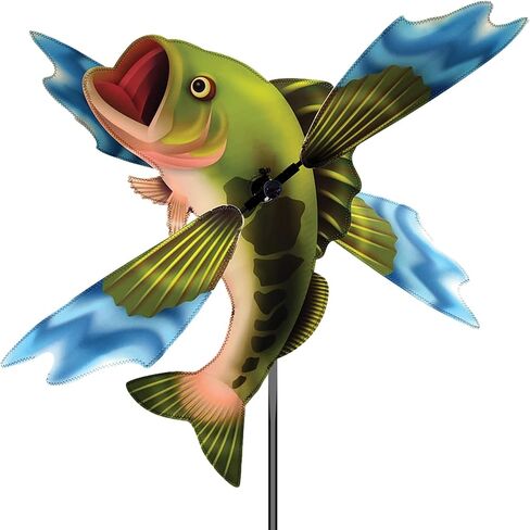Whirligig Spinner Bass - تصميم ديناميكي لصيد الأسماك، ديكور خارجي مقاوم للطقس، متين وخفيف الوزن للباحات والساحات والحدائق - جهاز دوار الرياح ملفت للنظر in Kuwait