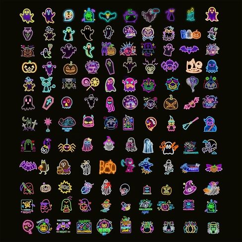 120PCS Ghost Stickers, Cute Neon Halloween Spooky Ghost Self-Adhesive Stickers Decals for Halloween Birthday Party Favors Supplies Decorations Gifts in Kuwait