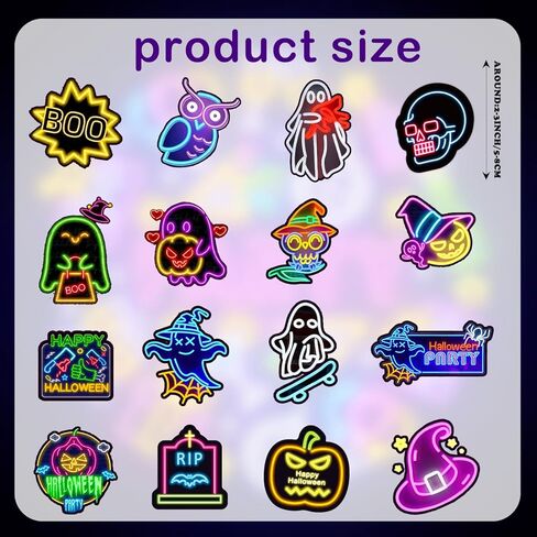 120PCS Ghost Stickers, Cute Neon Halloween Spooky Ghost Self-Adhesive Stickers Decals for Halloween Birthday Party Favors Supplies Decorations Gifts in Kuwait